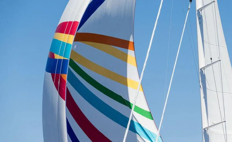 a flag on a pole aboard ROSEHEARTY Yacht for Charter