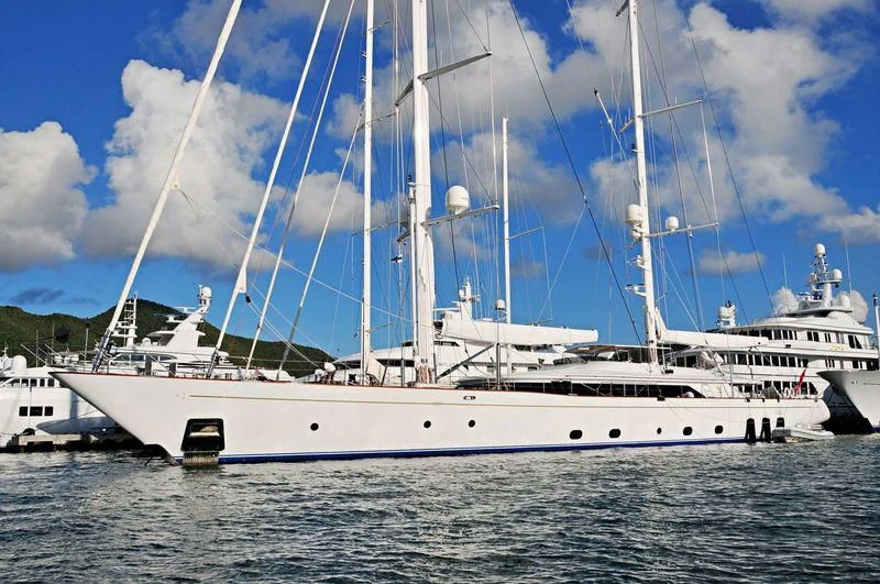 a large white boat in the water aboard ROSEHEARTY Yacht for Charter