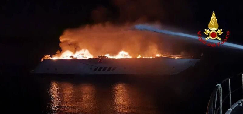 a rocket taking off from the ground aboard NASEEM Yacht for Sale