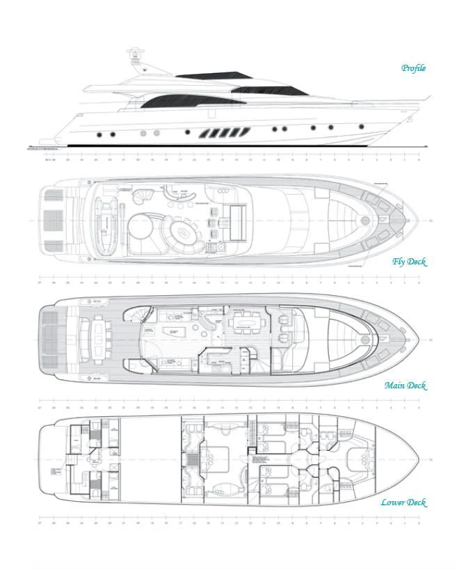 diagram, engineering drawing aboard NASEEM Yacht for Sale