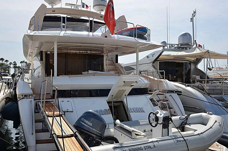 a boat docked at a pier aboard WINNING STREAK 2 Yacht for Sale