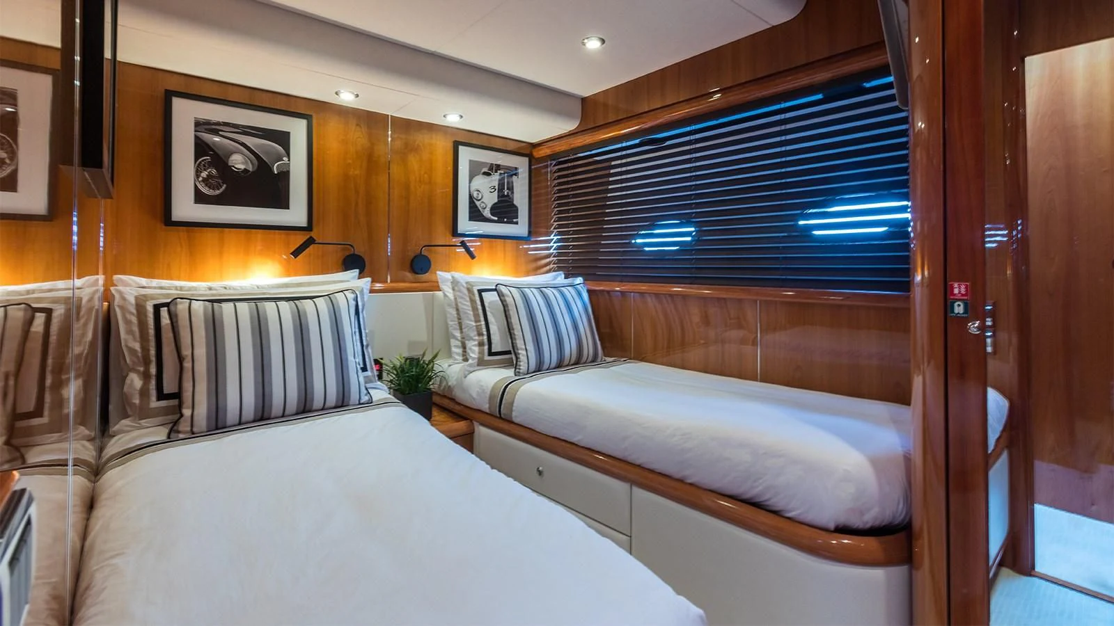 a room with two beds aboard WINNING STREAK 2 Yacht for Sale
