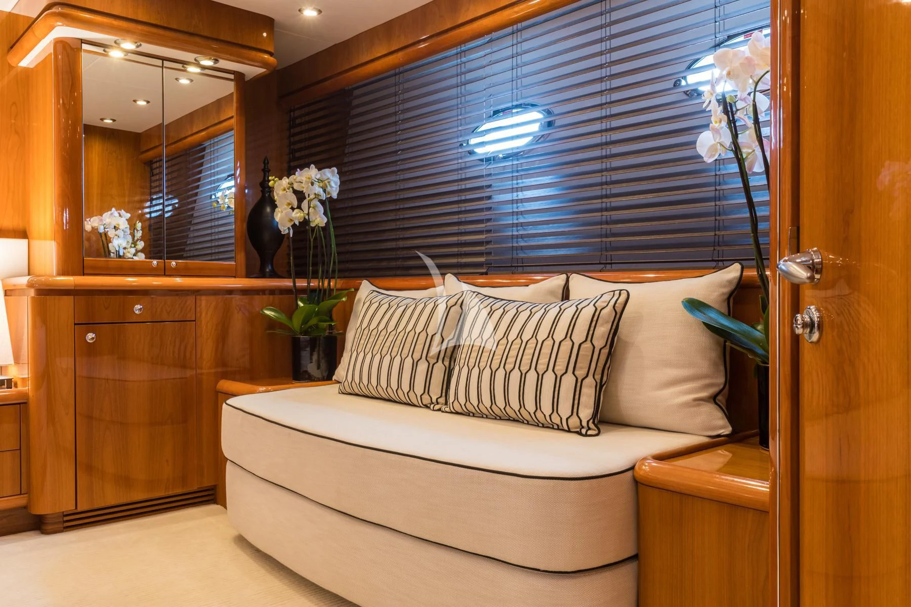 a room with a bed and a window aboard WINNING STREAK 2 Yacht for Sale