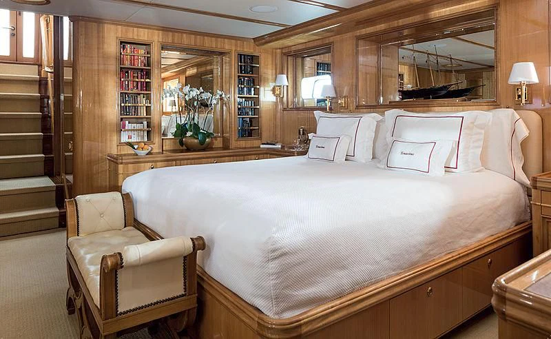 a bed in a room aboard SMITH Yacht for Sale
