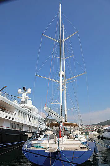 a sailboat docked at a pier aboard ASHLEYROSE Yacht for Sale