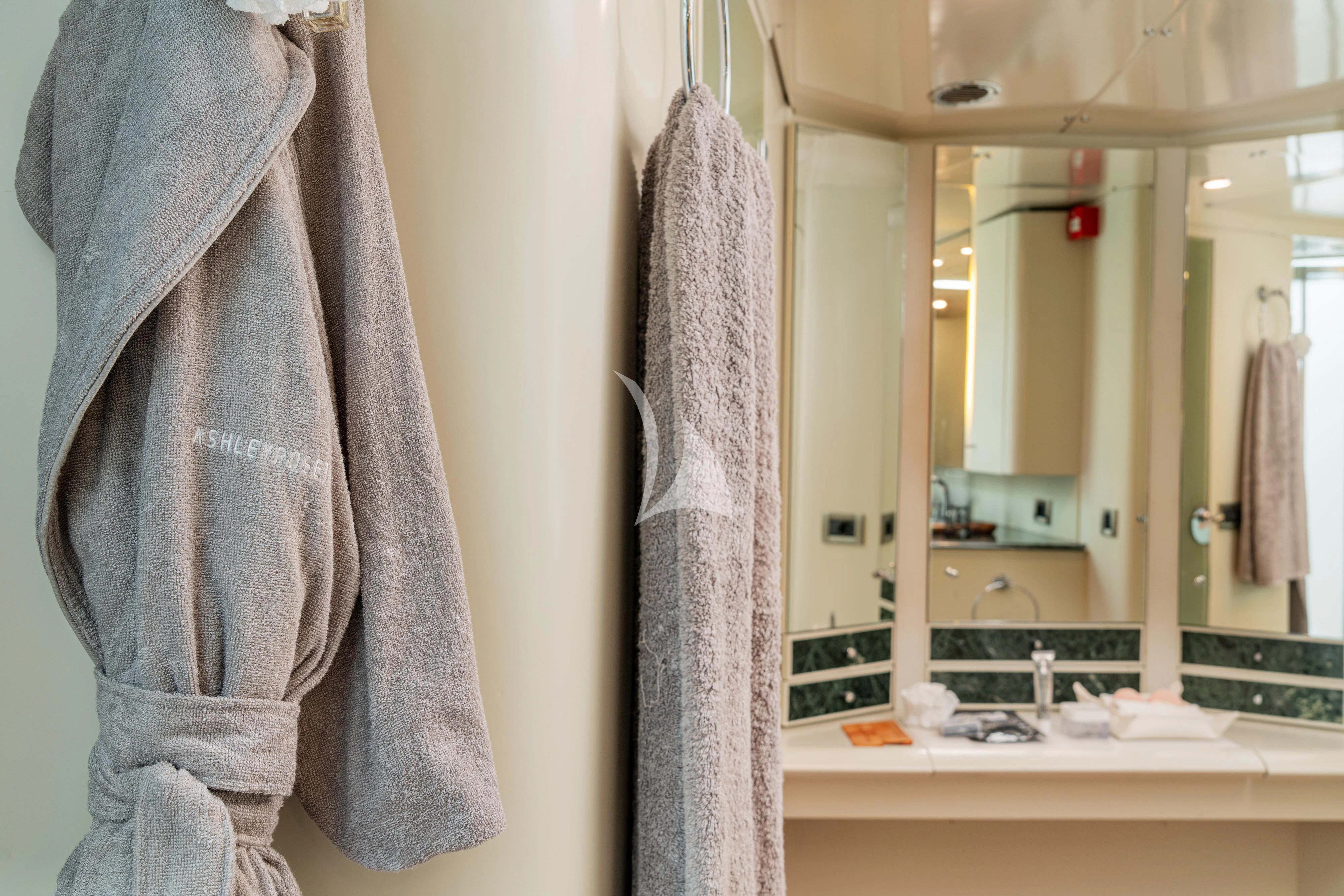 a towel on a towel aboard ASHLEYROSE Yacht for Sale