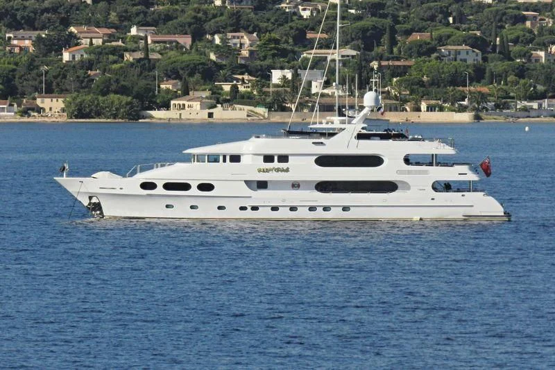 a white yacht in the water aboard MILESTONE Yacht for Sale