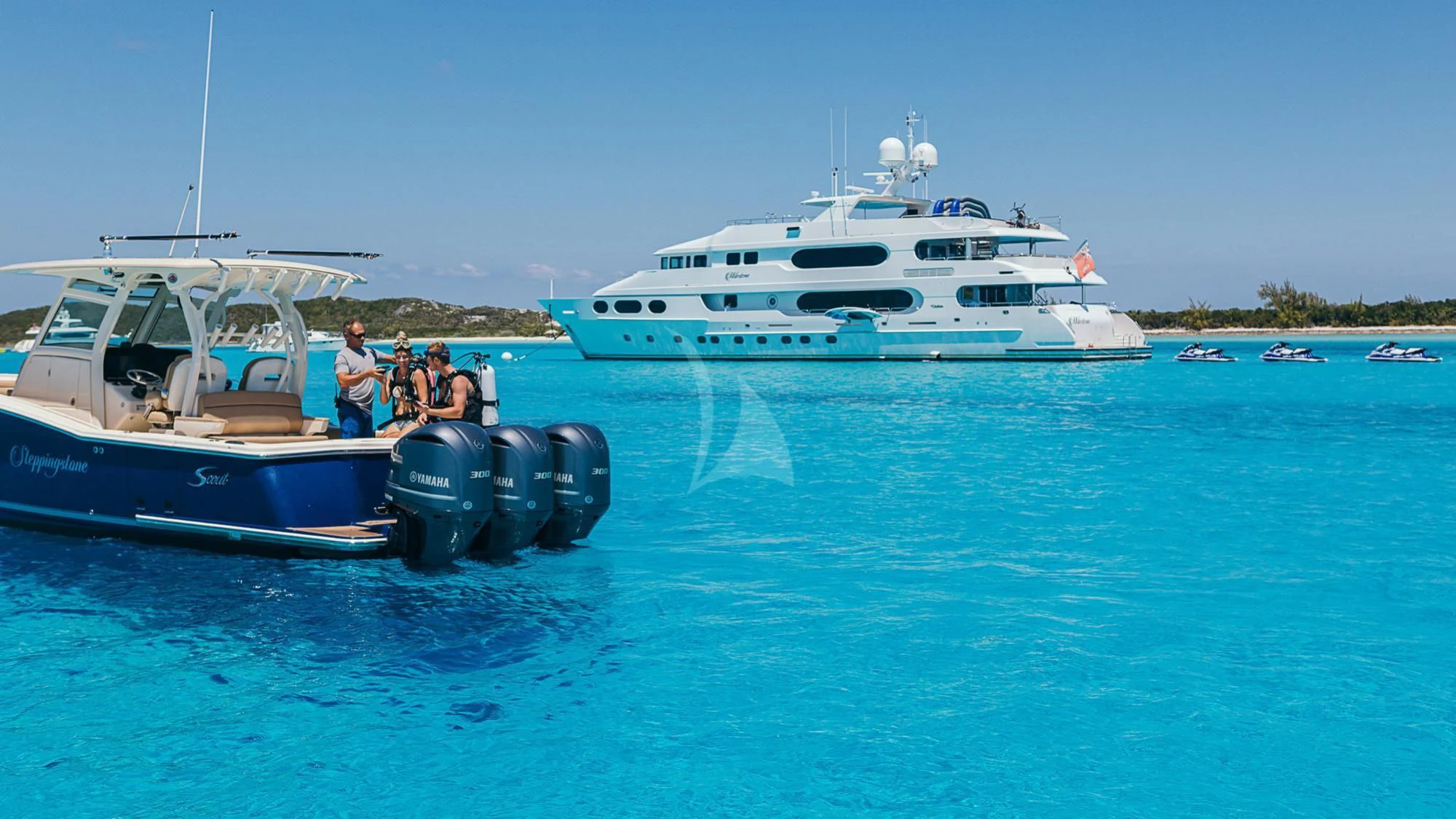 a group of boats in the water aboard MILESTONE Yacht for Sale