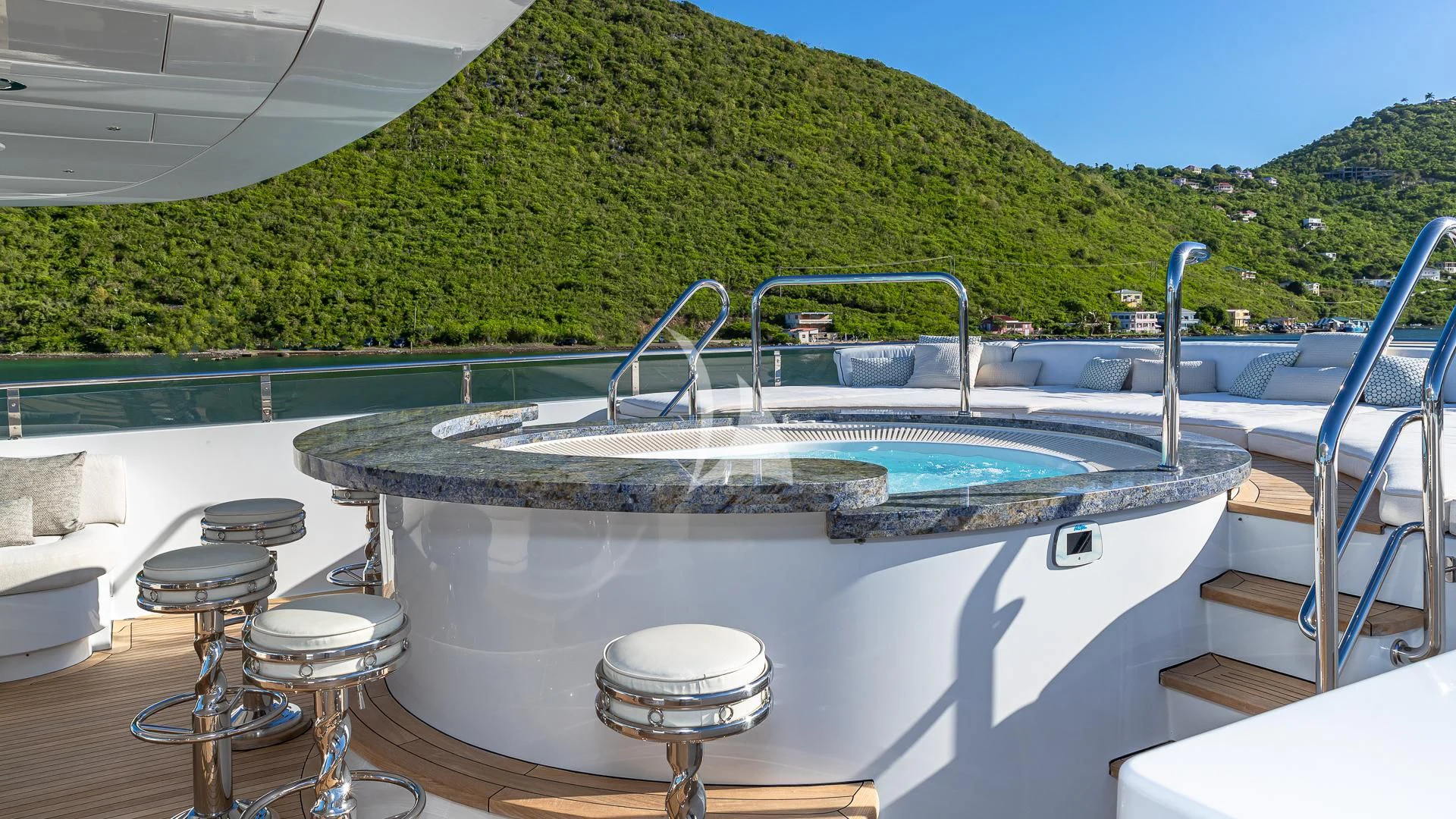 a large outdoor jacuzzi aboard MILESTONE Yacht for Sale