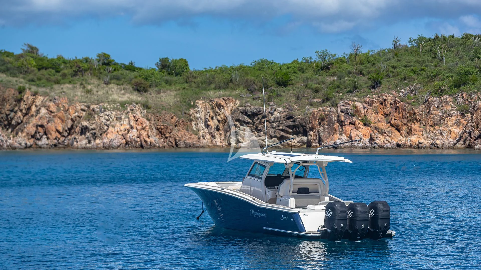 a boat on the water aboard MILESTONE Yacht for Sale