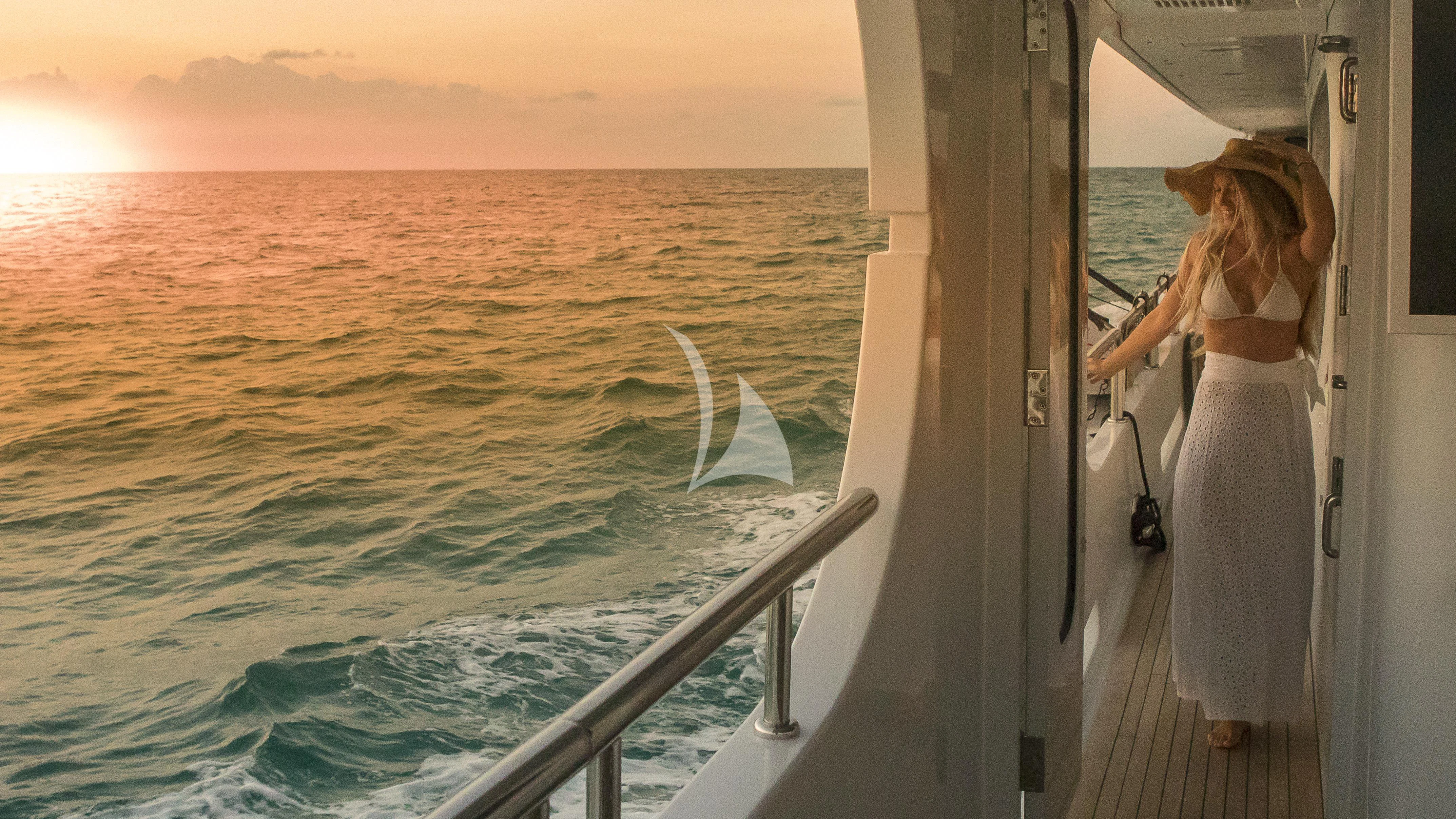 a person on a boat aboard MILESTONE Yacht for Sale