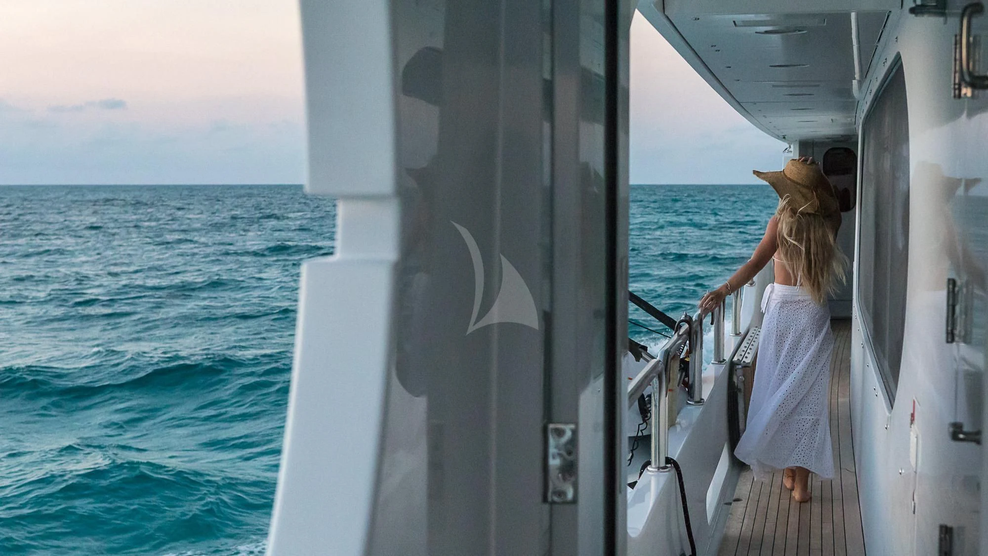 a person on a boat aboard MILESTONE Yacht for Sale