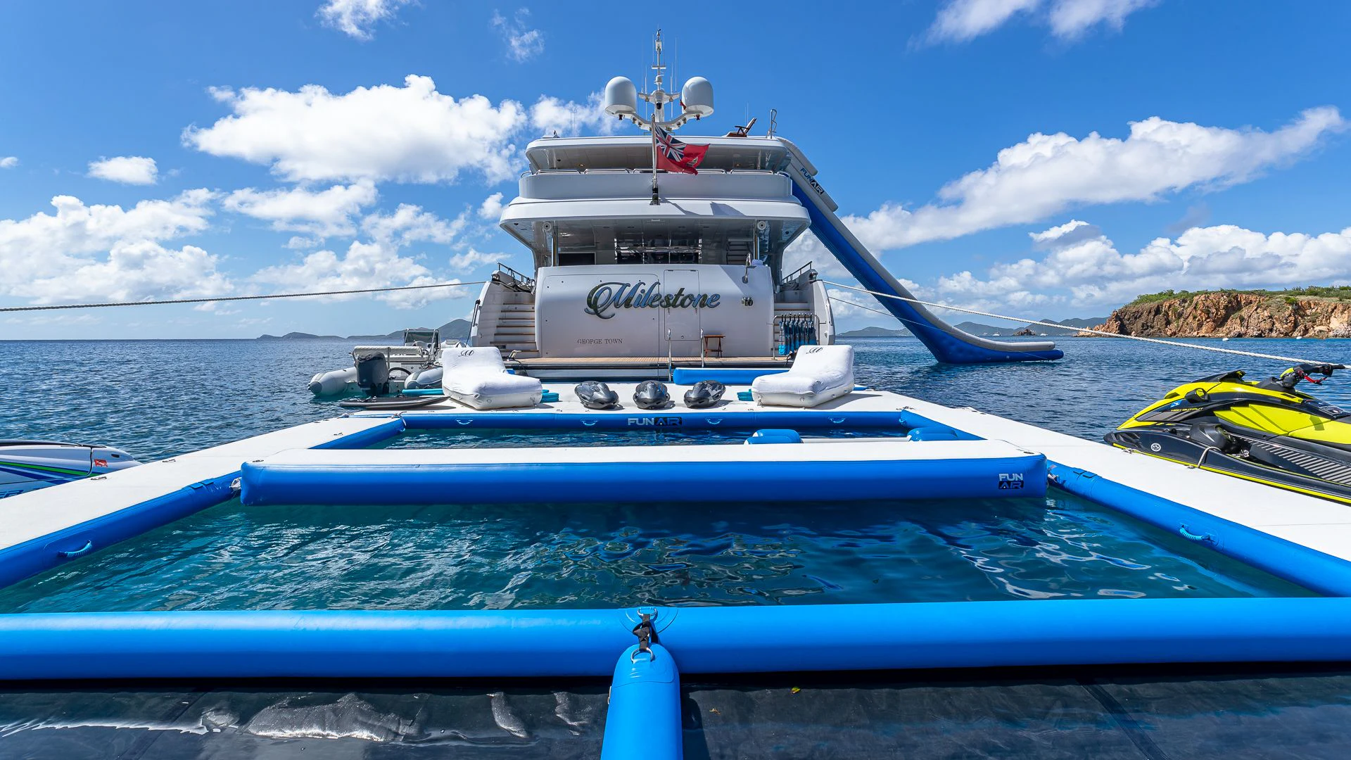 a boat on the water aboard MILESTONE Yacht for Sale