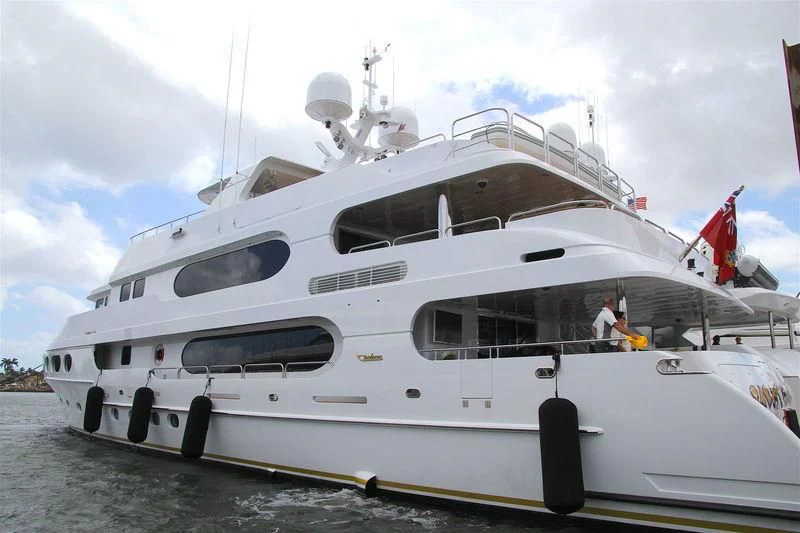 a large white yacht aboard MILESTONE Yacht for Sale