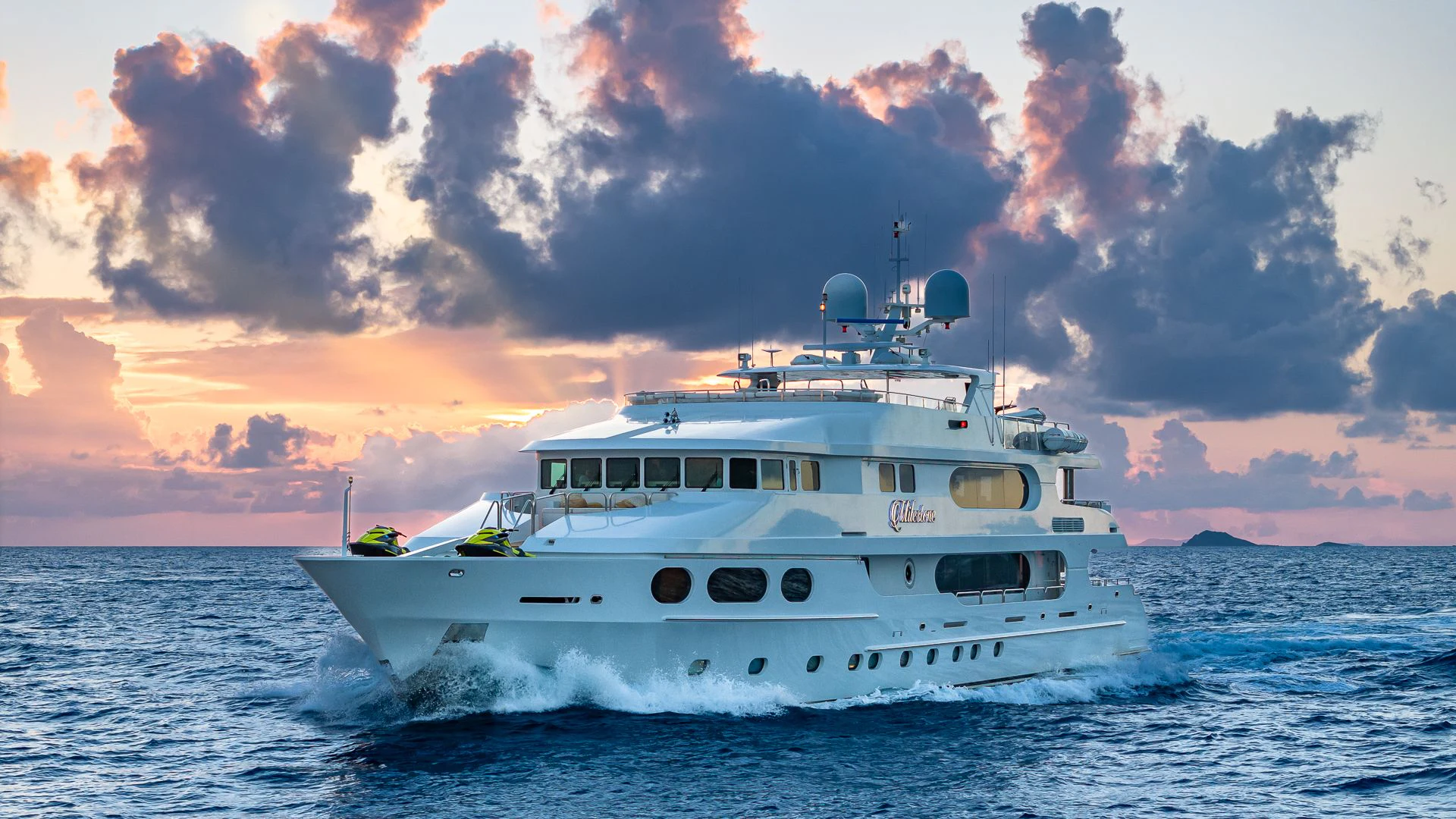 a boat in the water aboard MILESTONE Yacht for Sale