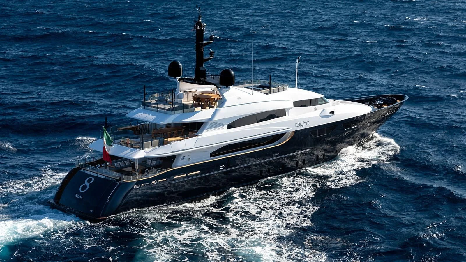 a navy ship in the water aboard ALASKA Yacht for Sale