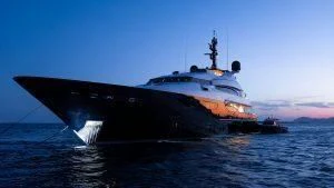 a large ship in the water aboard ALASKA Yacht for Sale