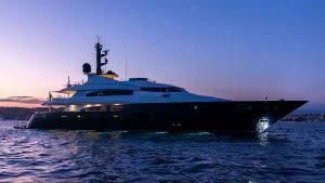 a large ship in the water aboard ALASKA Yacht for Sale