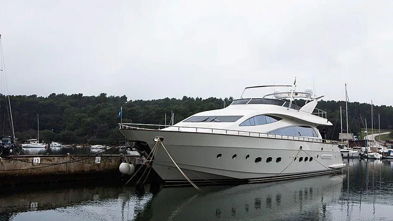 a boat docked at a pier aboard ALDA 2 Yacht for Sale