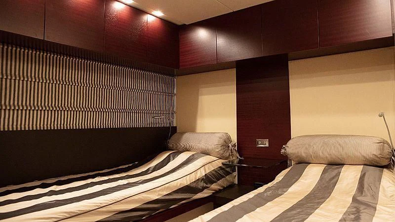 a couple of beds in a hotel room aboard ALDA 2 Yacht for Sale