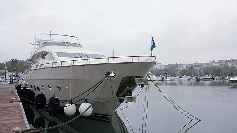a boat docked at a pier aboard ALDA 2 Yacht for Sale