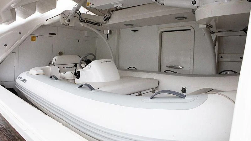 a white machine with a large white object on the side aboard ALDA 2 Yacht for Sale