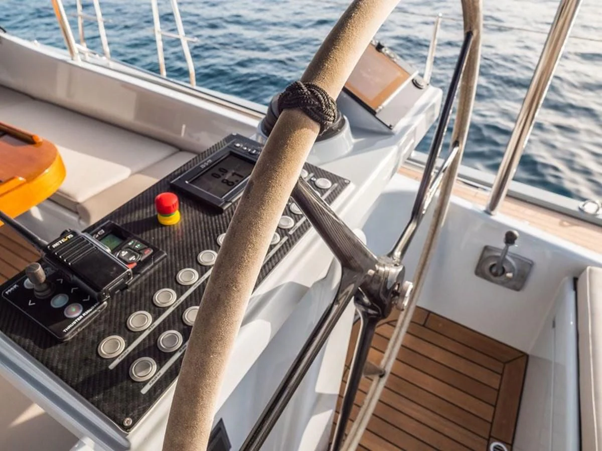 a boat with a metal railing aboard KALINDA Yacht for Sale