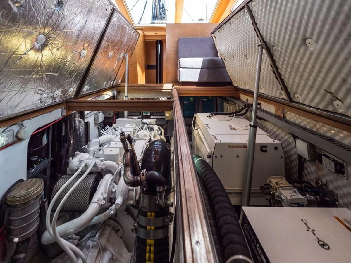 a large room with machinery aboard KALINDA Yacht for Sale