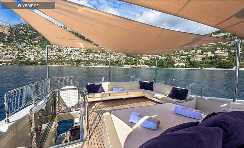 a large balcony overlooking a city aboard RUFF ONE II Yacht for Sale