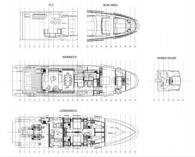 diagram, engineering drawing aboard AZIMUT GRANDE 27/52 Yacht for Sale