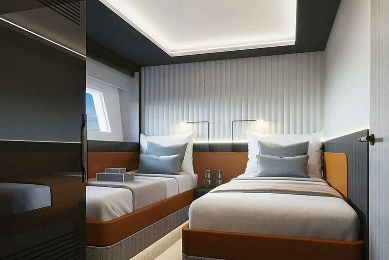 a room with two beds aboard LONGREEF 90/01 SX Yacht for Sale
