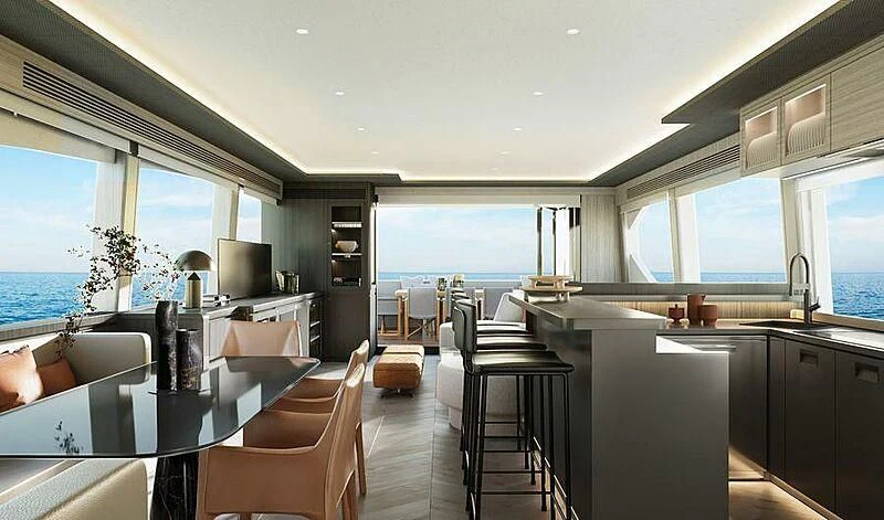 a kitchen and dining area aboard LONGREEF 90/01 SX Yacht for Sale