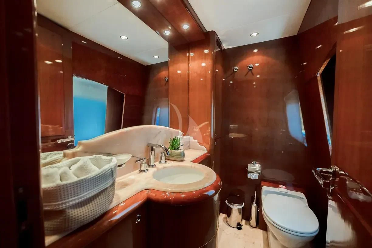 a bathroom with a large tub aboard THEION Yacht for Sale