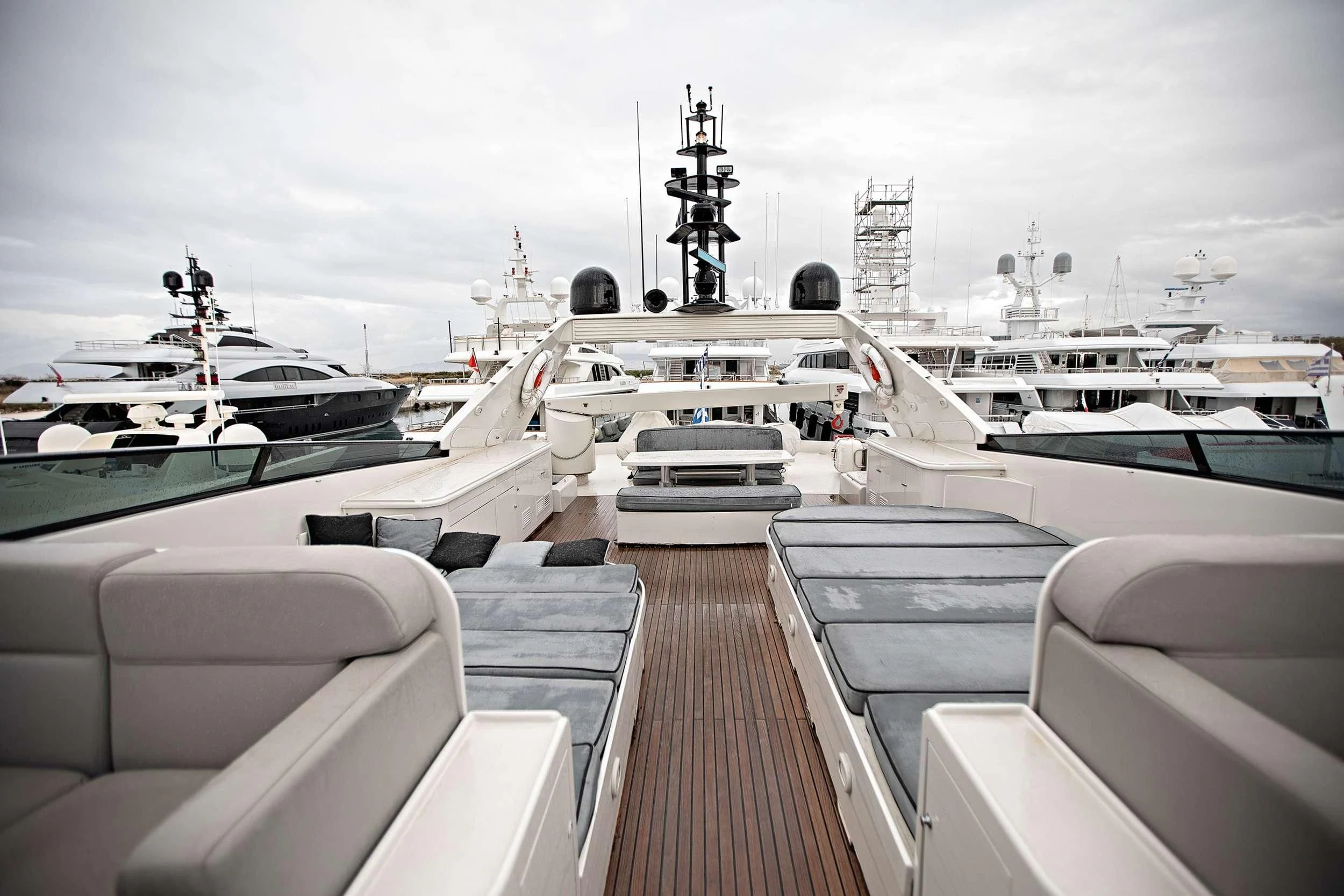 a deck with many boats aboard THEION Yacht for Sale