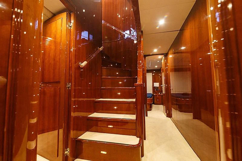 a room with wooden doors aboard THEION Yacht for Sale