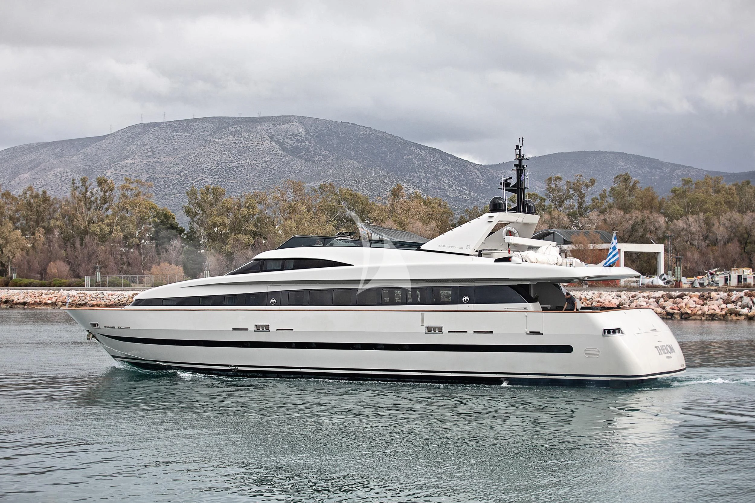 a yacht in the water aboard THEION Yacht for Sale