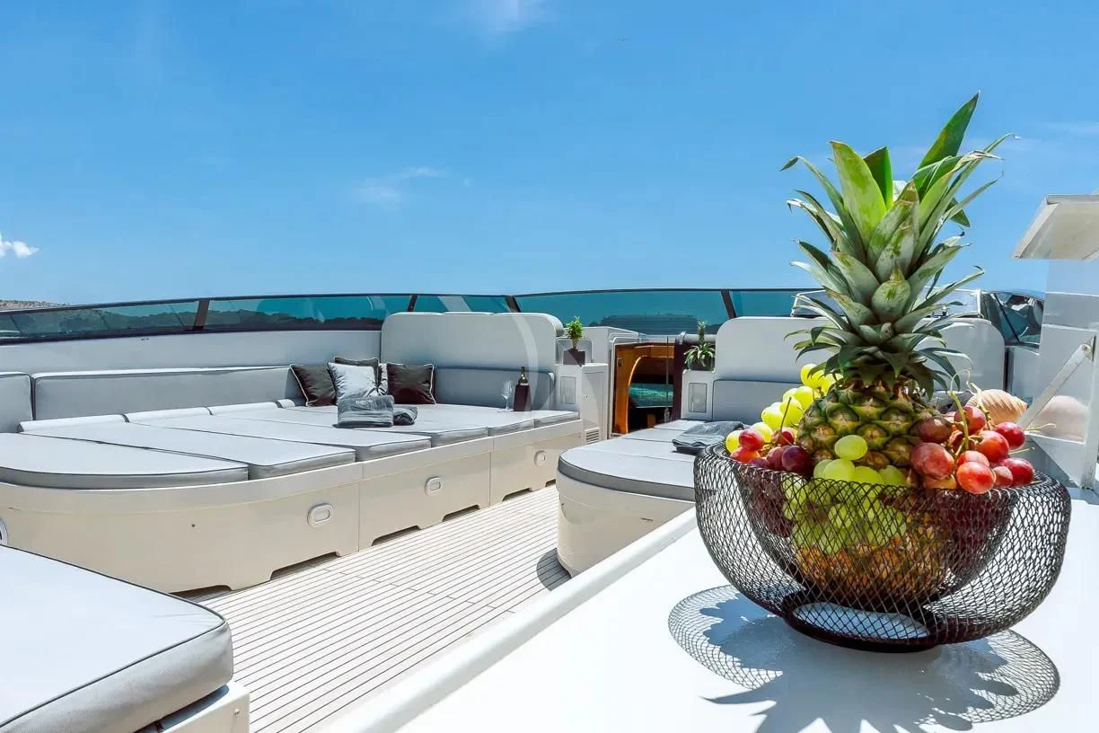 a pineapple on a table aboard THEION Yacht for Sale