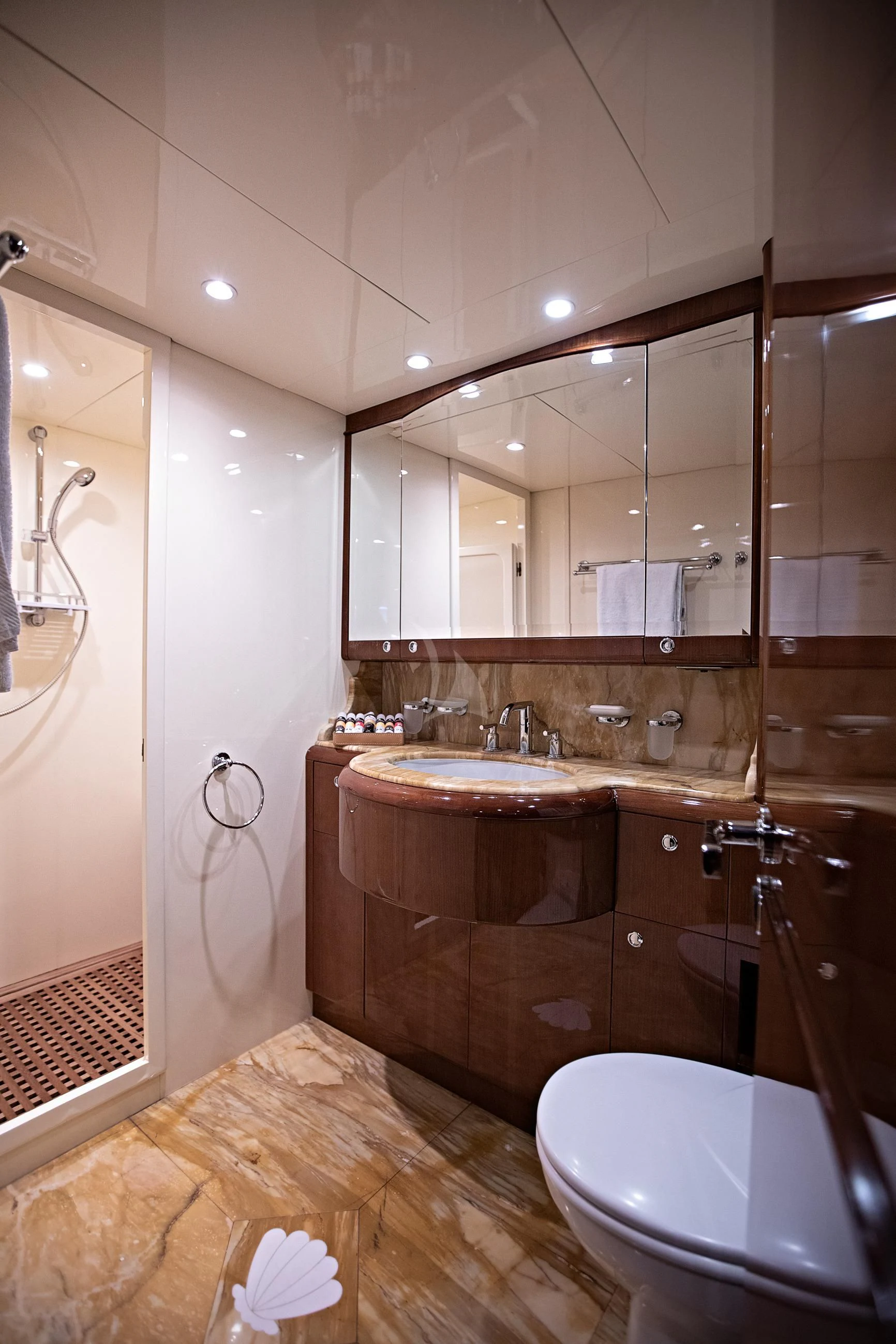 a bathroom with a sink and a toilet aboard THEION Yacht for Sale