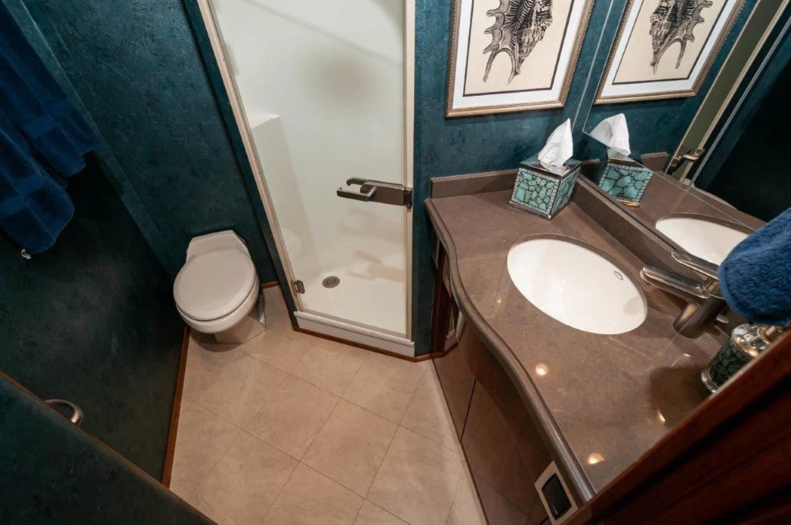 a bathroom with a sink and a toilet aboard POUR INTENTIONS Yacht for Sale