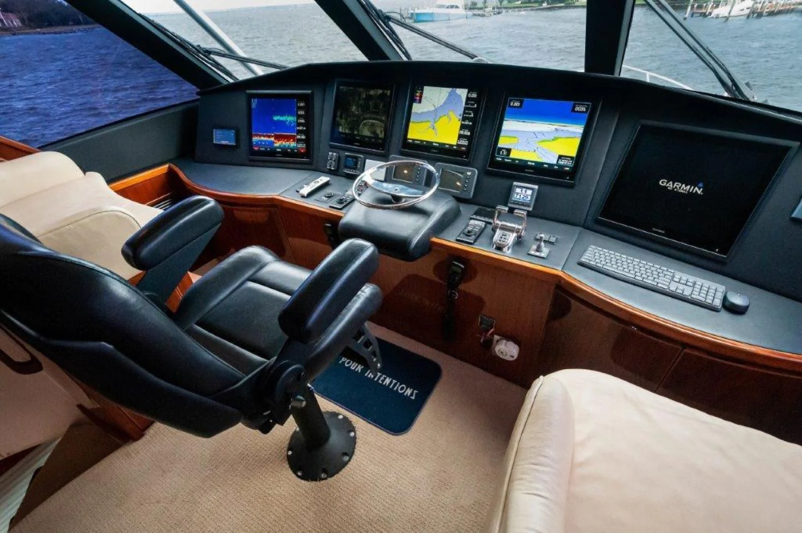 a control room with many monitors aboard POUR INTENTIONS Yacht for Sale