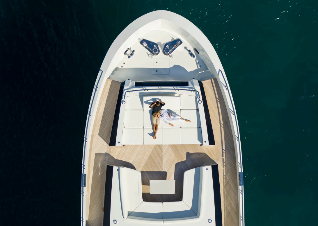 a person standing on a white object aboard MAVERICK Yacht for Sale