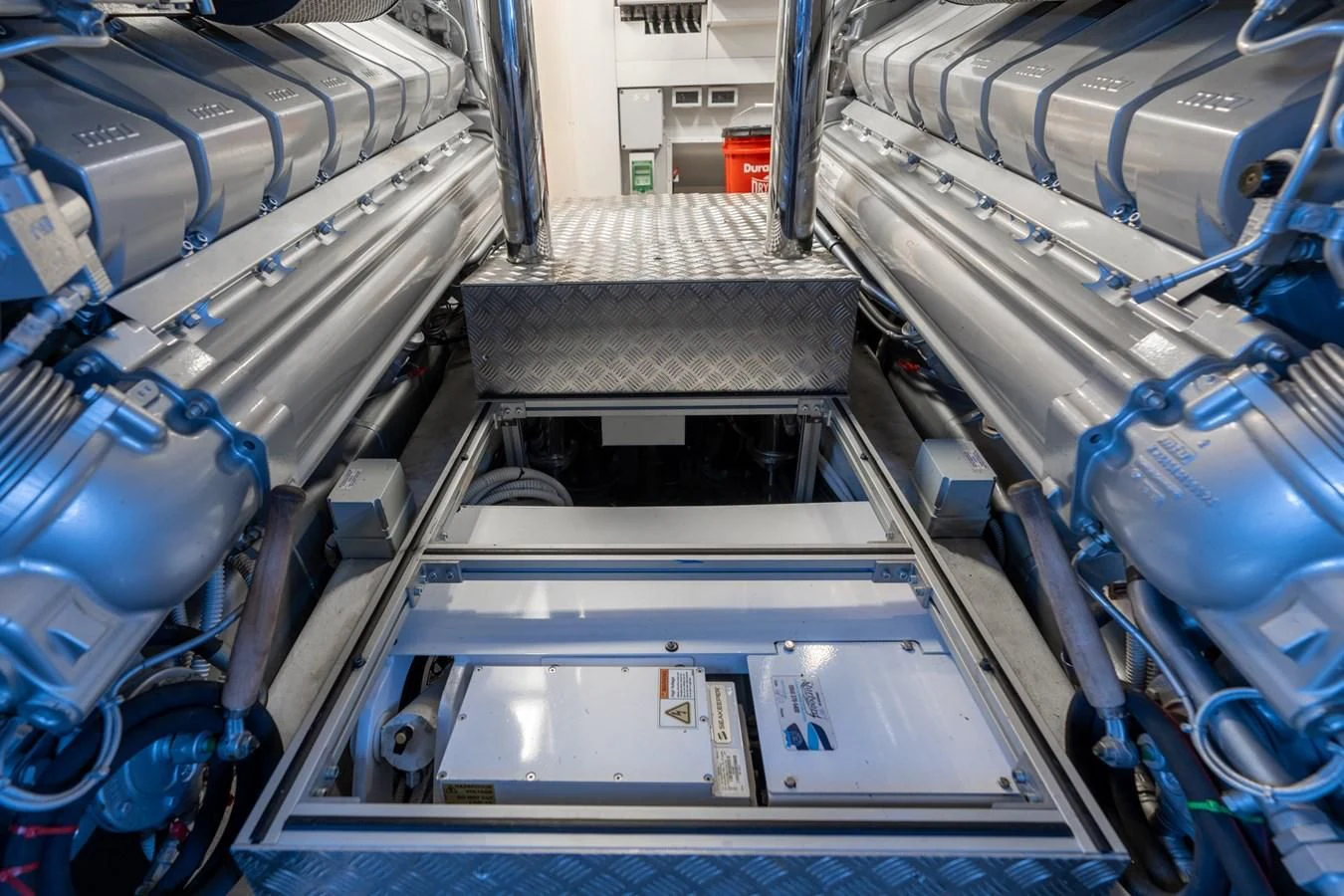 a close-up of a machine aboard VINTAGE Yacht for Sale