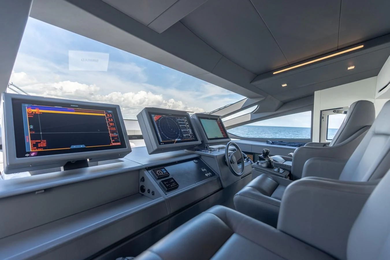 the inside of a car aboard VINTAGE Yacht for Sale