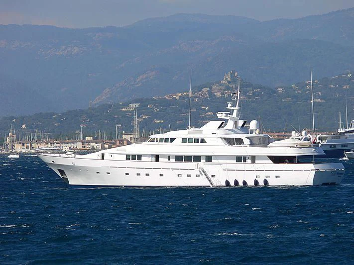 a white yacht in the water aboard FANTASIA Yacht for Sale