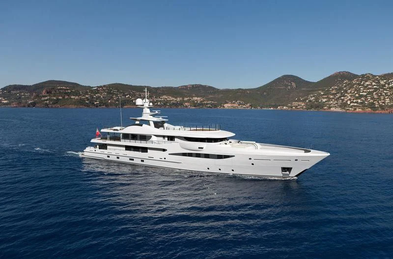 a white yacht in the water aboard HALO Yacht for Sale
