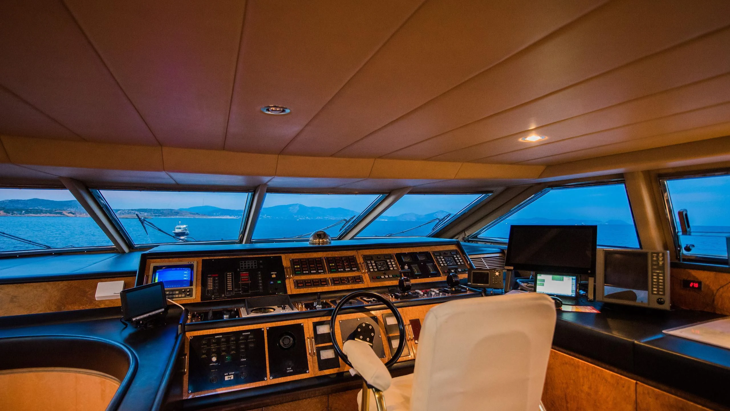inside of a vehicle aboard CHATO Yacht for Sale