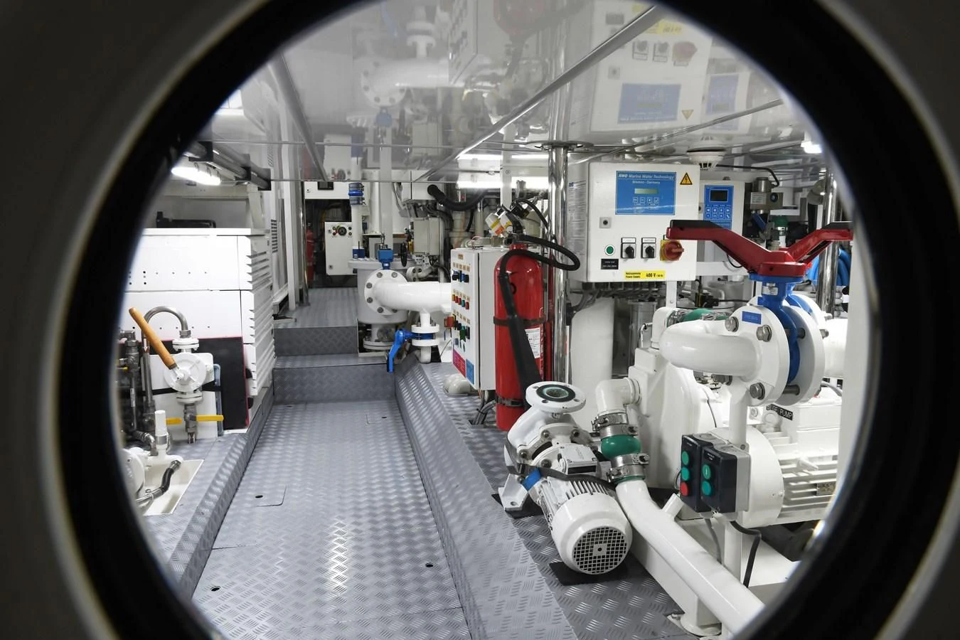 a large room with machinery aboard HERMETICA Yacht for Sale