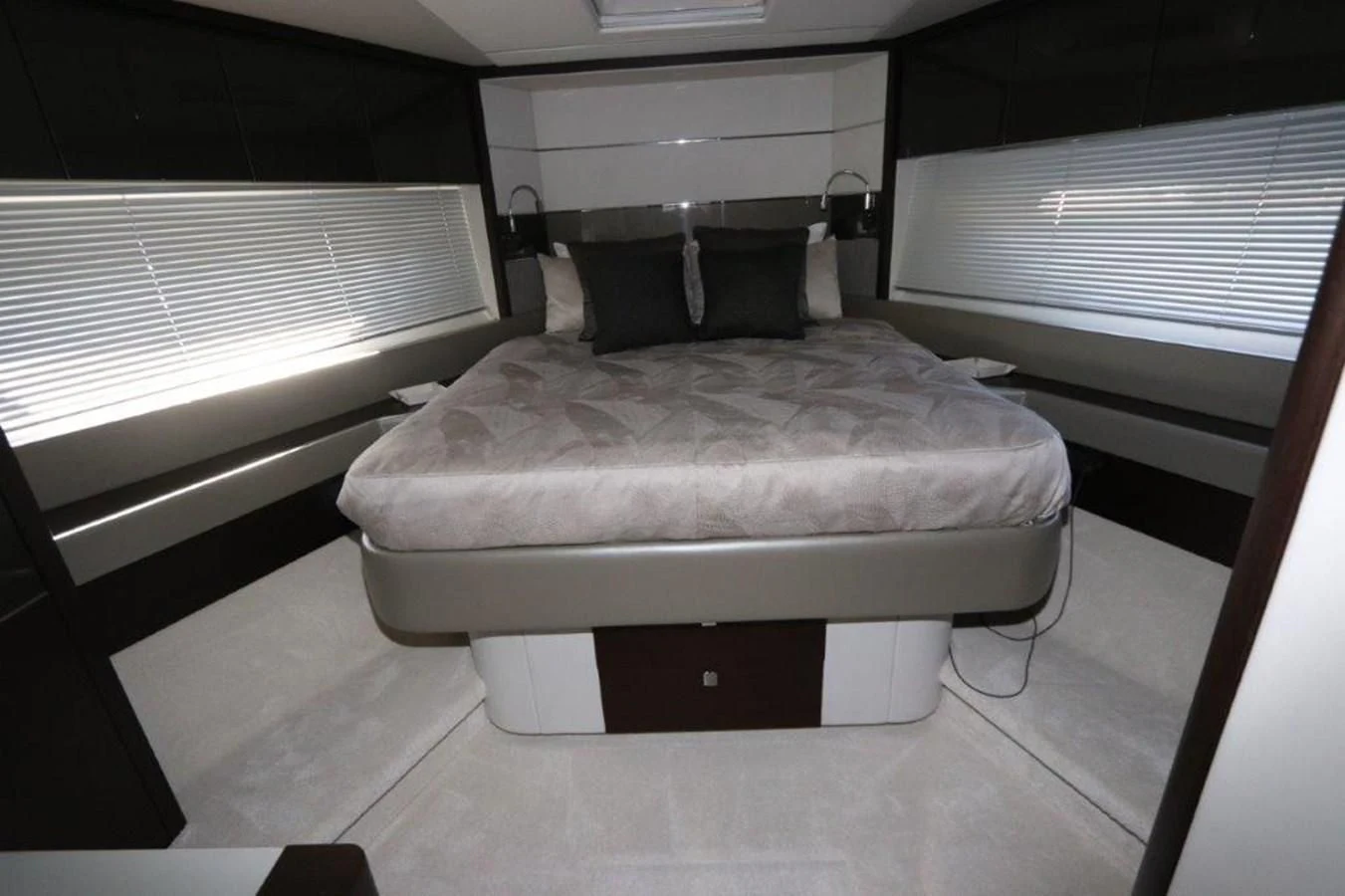 a bed in a room aboard HIDE OUT Yacht for Sale