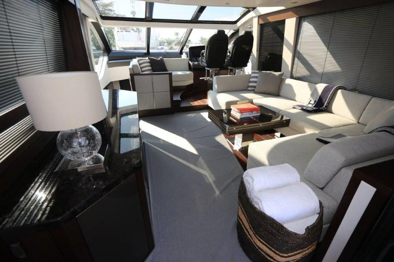 a bus with a table and chairs aboard HIDE OUT Yacht for Sale
