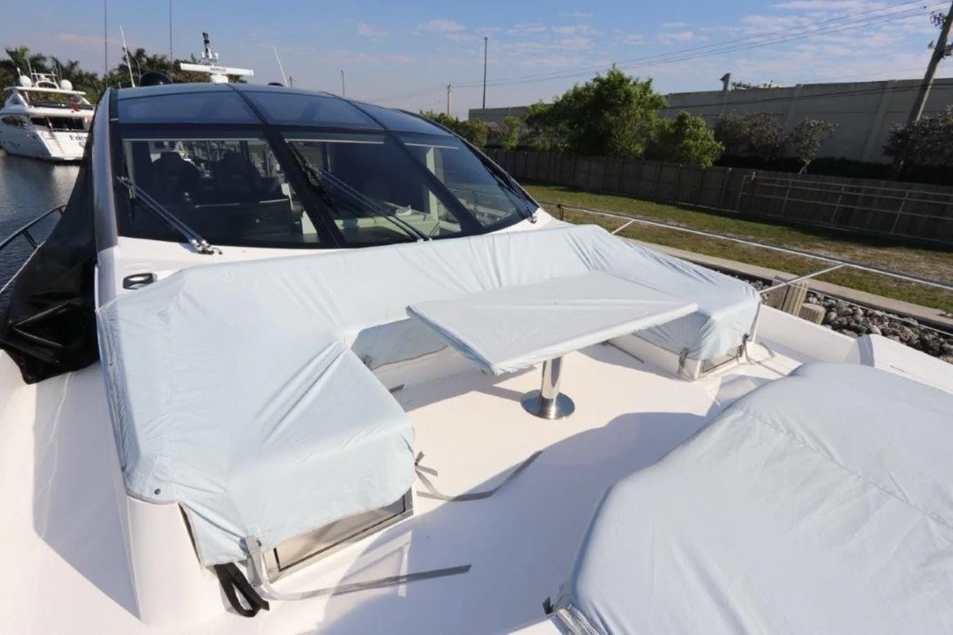 a white car with a roof aboard HIDE OUT Yacht for Sale
